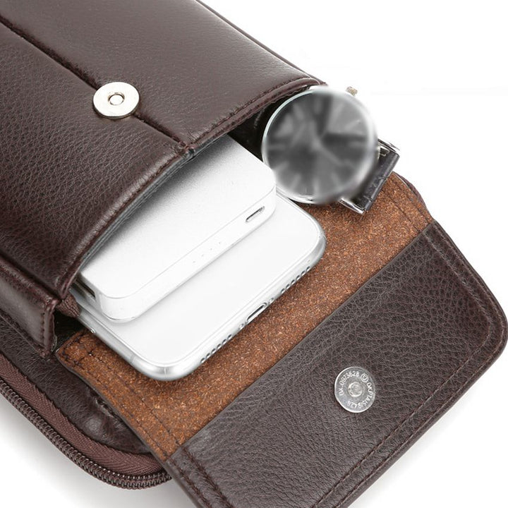 Compact PU Leather Crossbody Bag for Men with Adjustable Strap