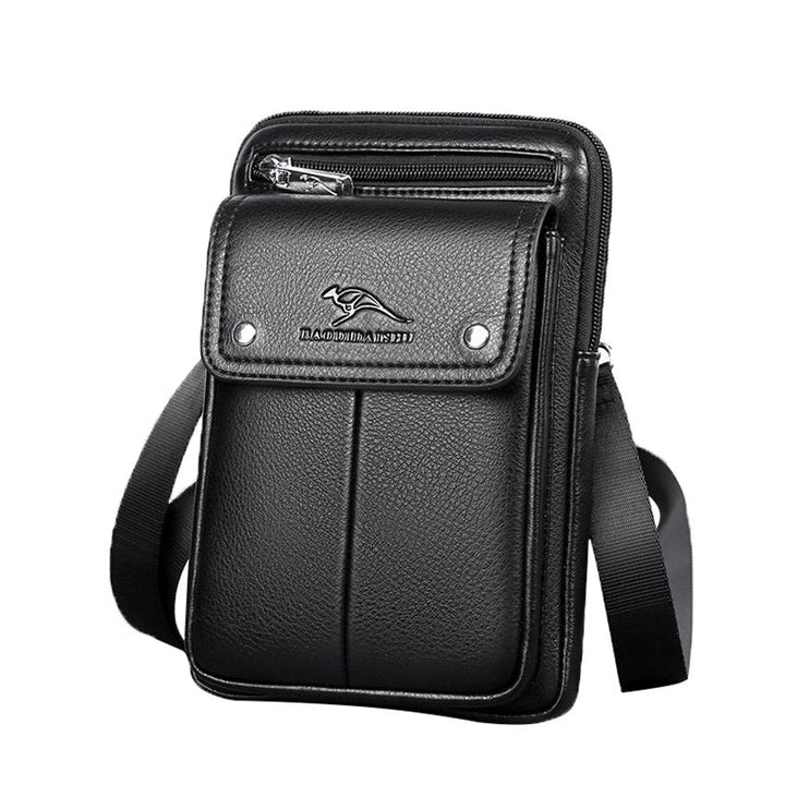 Compact PU Leather Crossbody Bag for Men with Adjustable Strap