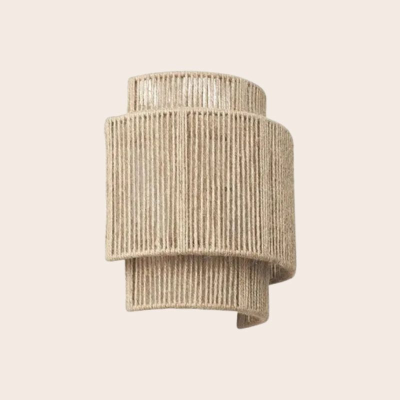 Contemporary Rattan Woven Wall Lamp - WeaveGlow-Beige-Nora Luxe