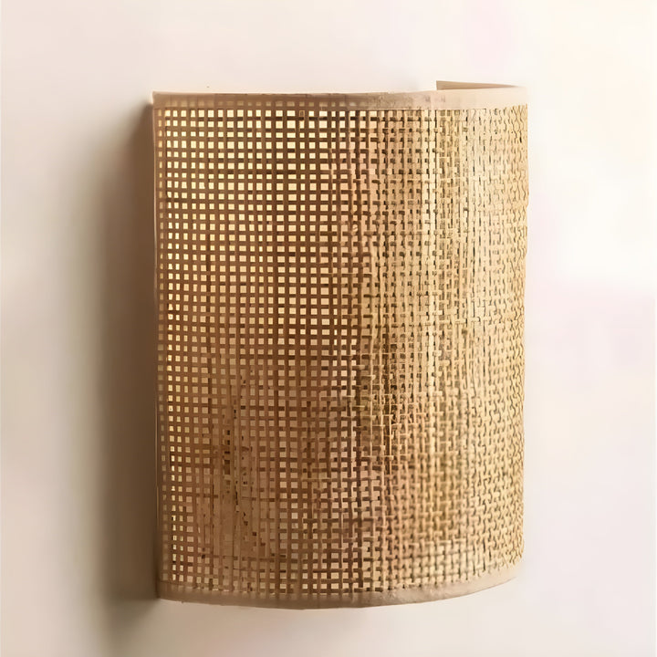 Contemporary Rattan Woven Wall Lamp - WeaveGlow-Light brown-Nora Luxe