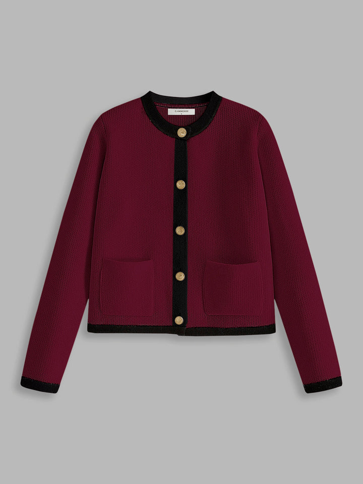 Contrast Trim Vest for Women - Serena-Bordeaux-XS-Nora Luxe