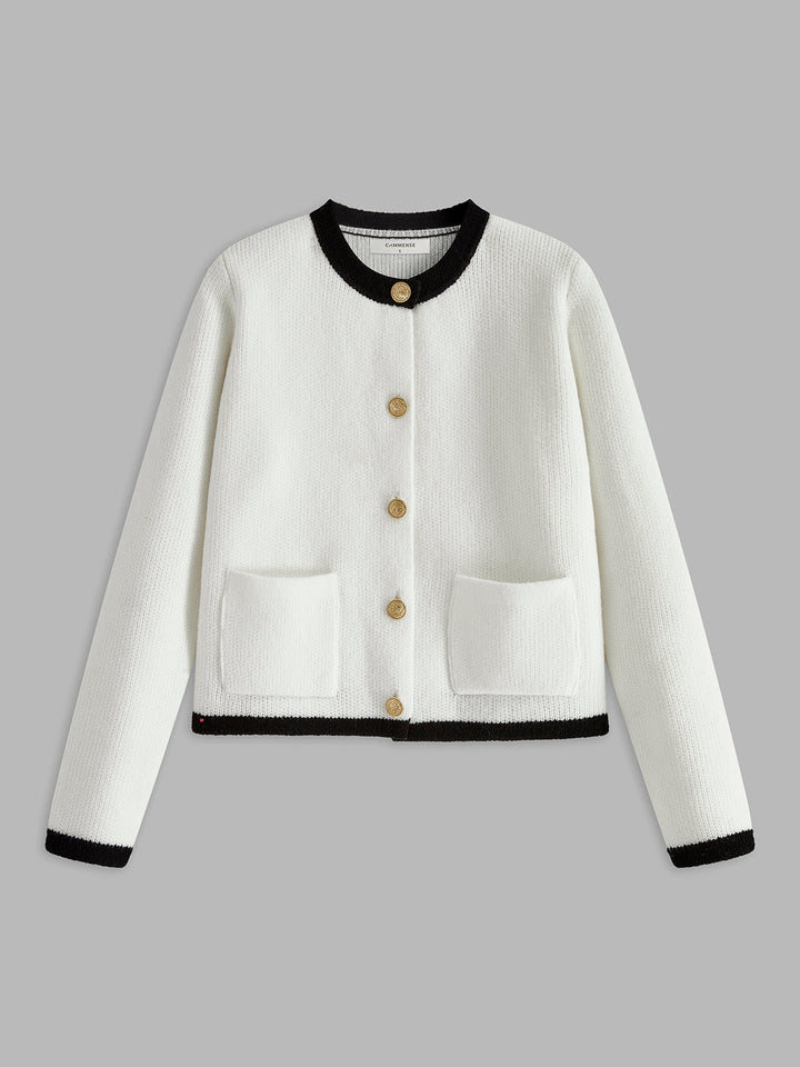 Contrast Trim Vest for Women - Serena-White-XS-Nora Luxe