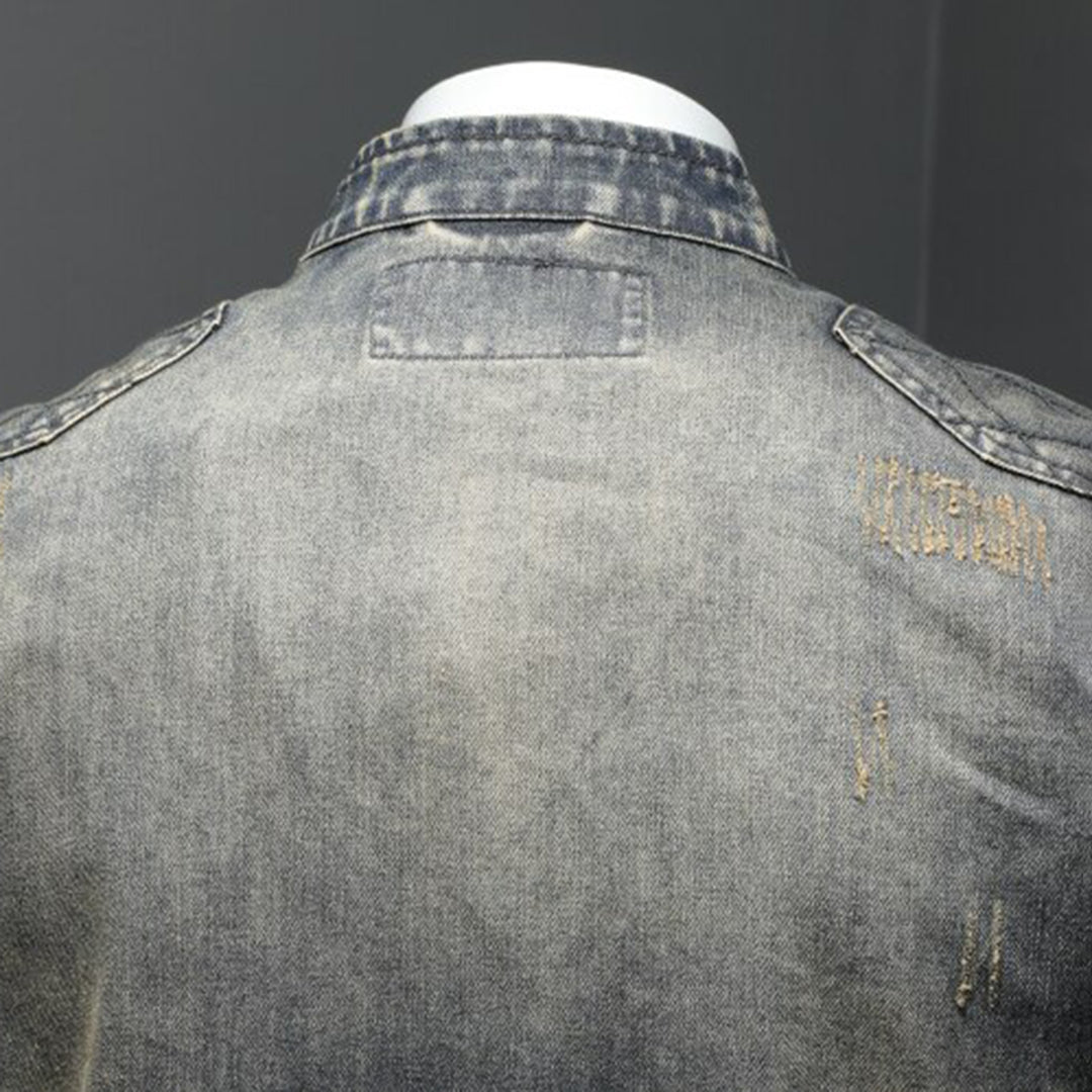 Cool Denim Jacket for Men - Rafael-Denim with Flag-S-Nora Luxe