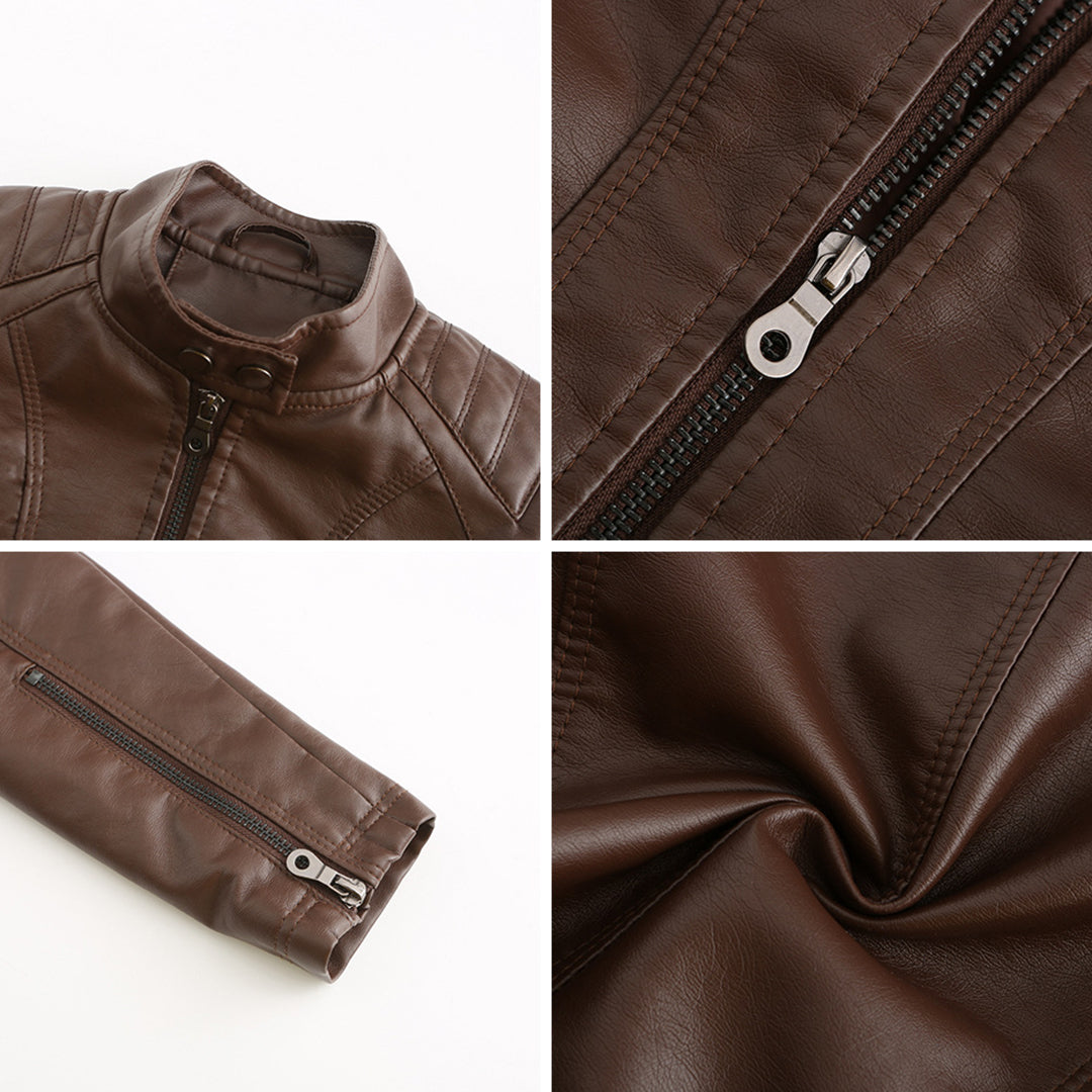 Cool Leather Ladies Jacket - Nova-Brown-XS-Nora Luxe