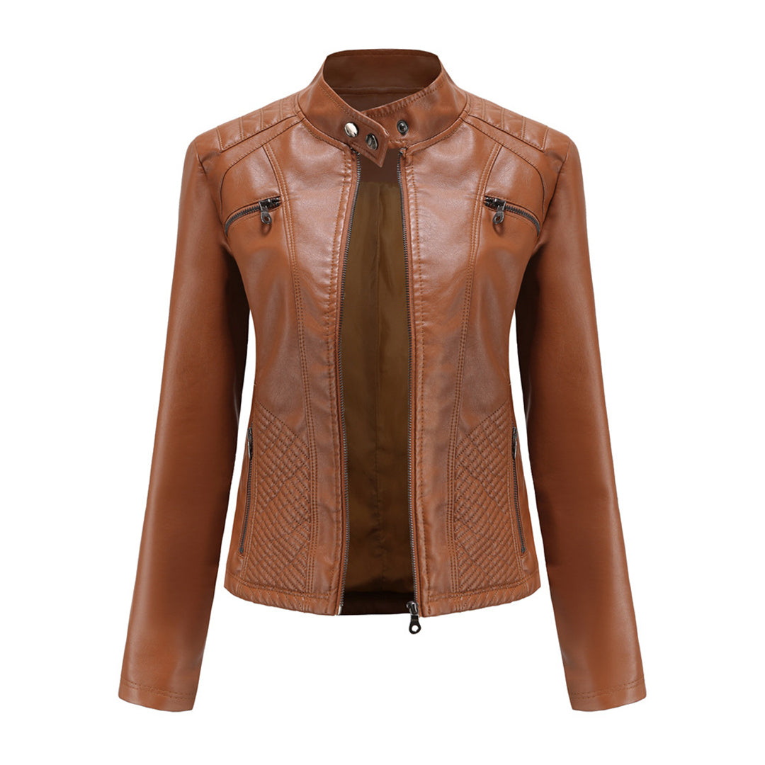 Cool Leather Ladies Jacket - Nova-Brown-XS-Nora Luxe