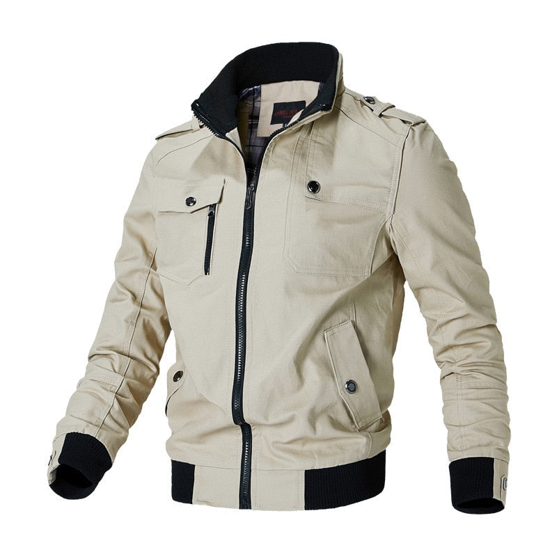 Cool Men's Bomber Jacket - Aiden-Khaki-M-Nora Luxe