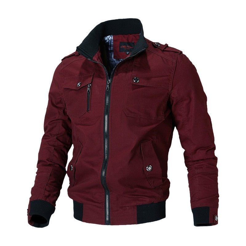 Cool Men's Bomber Jacket - Aiden-Red-M-Nora Luxe