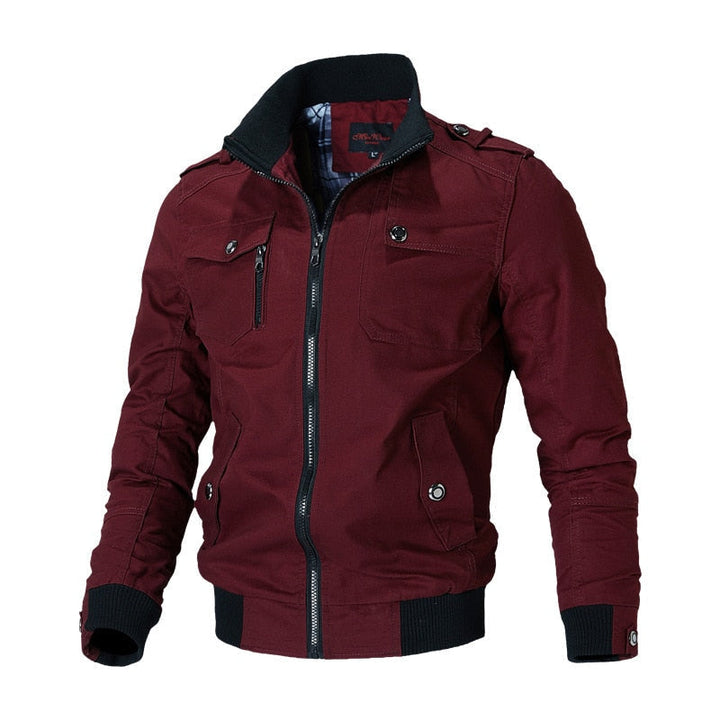 Cool Men's Bomber Jacket - Aiden-Red-M-Nora Luxe