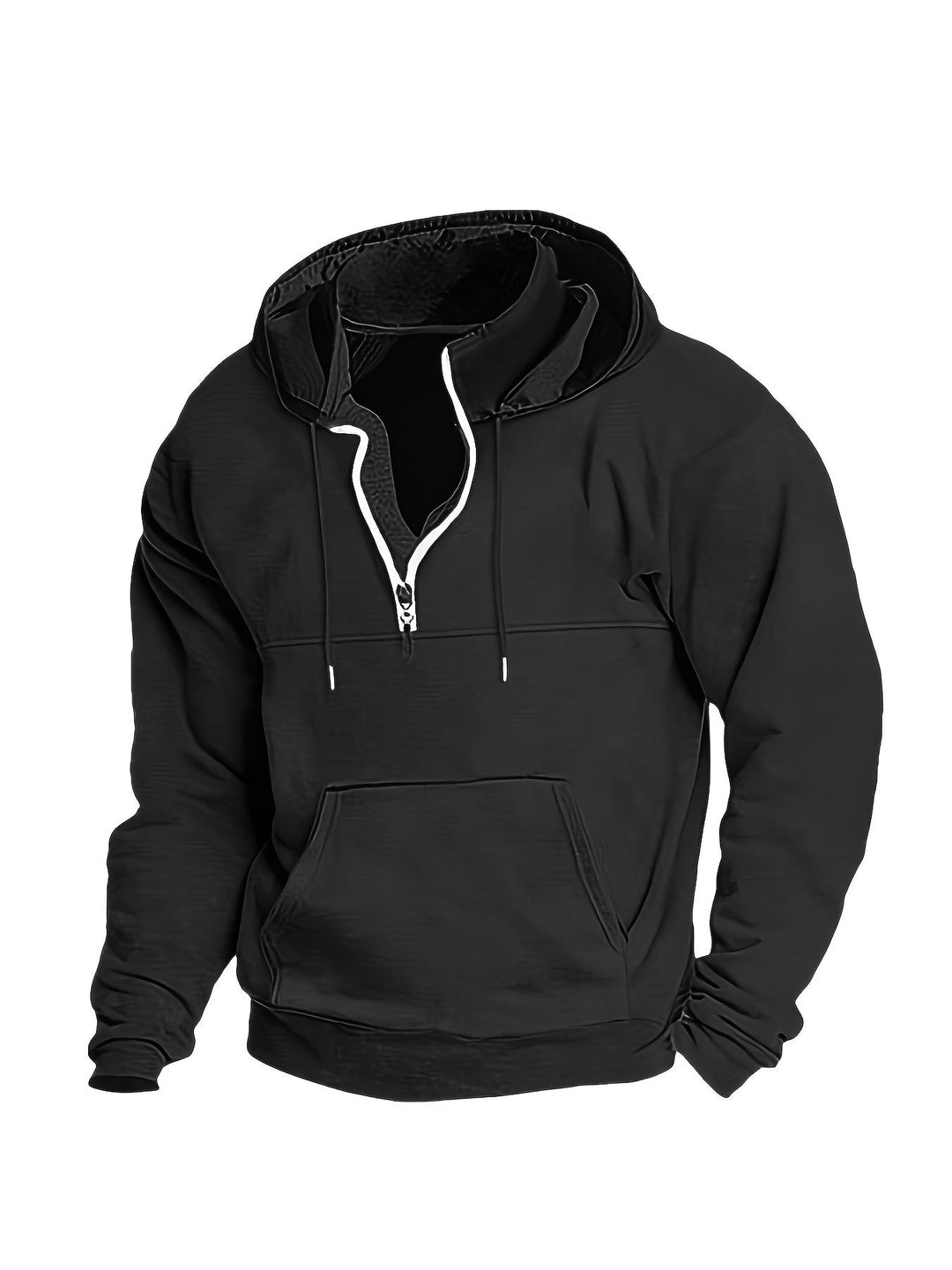 Cool Men's Hoodie with Half Zip - Archer-Black-M-Nora Luxe