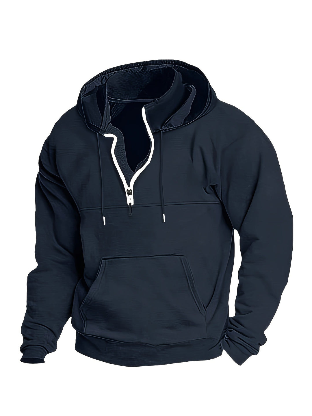 Cool Men's Hoodie with Half Zip - Archer-Dark blue-M-Nora Luxe