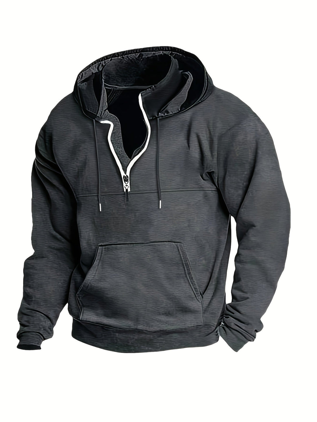 Cool Men's Hoodie with Half Zip - Archer-Dark gray-M-Nora Luxe