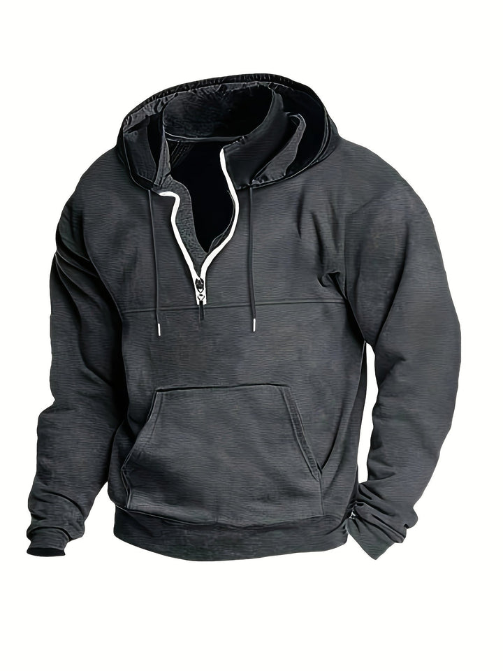 Cool Men's Hoodie with Half Zip - Archer-Dark gray-M-Nora Luxe