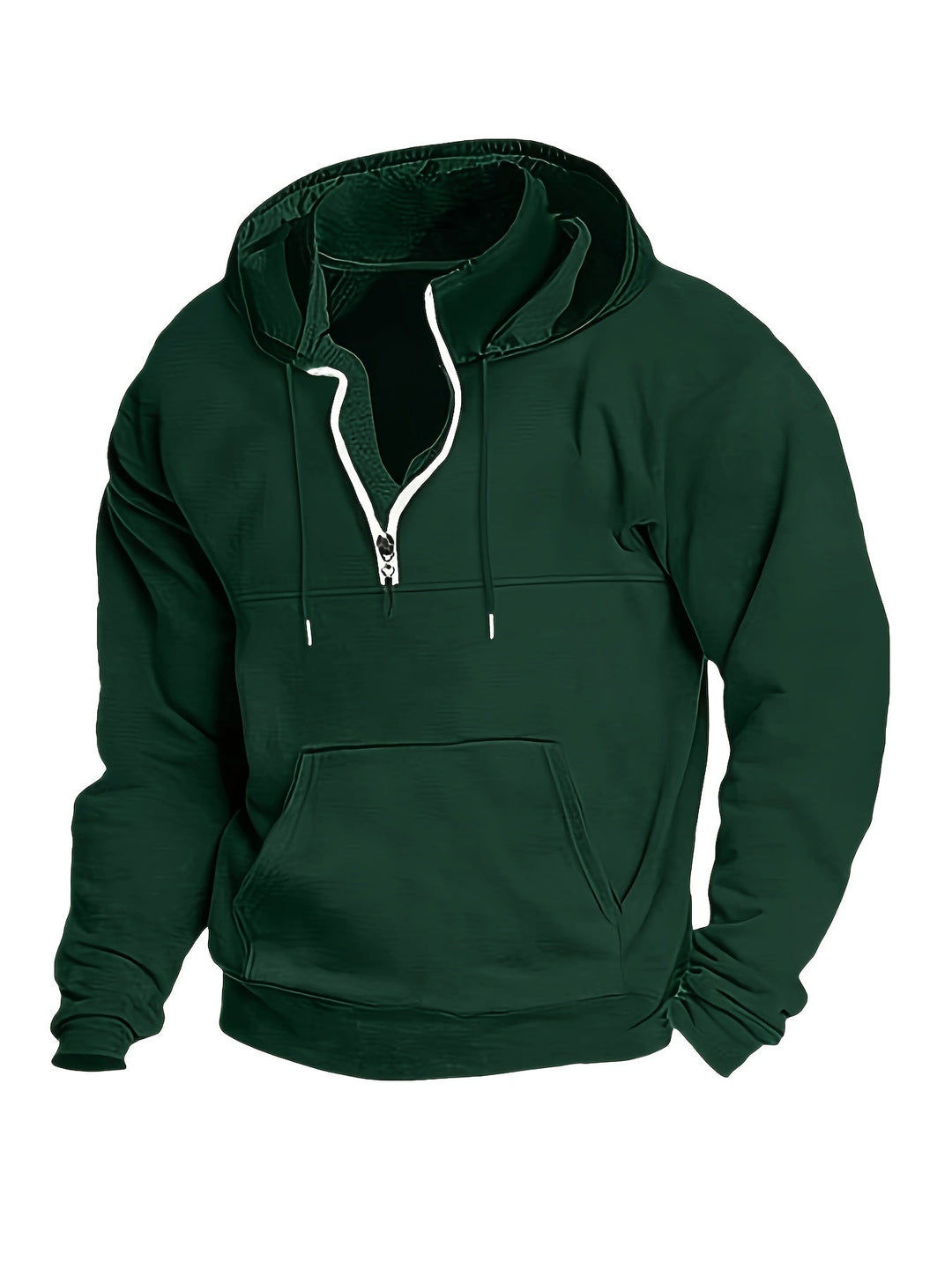 Cool Men's Hoodie with Half Zip - Archer-Dark green-M-Nora Luxe