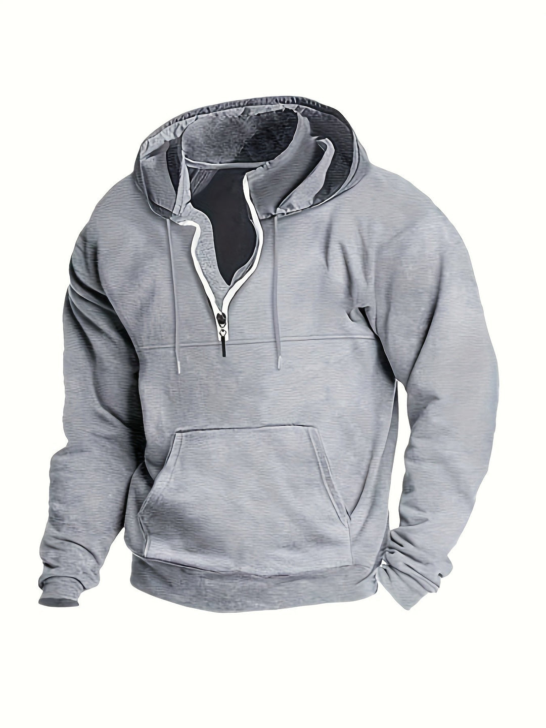 Cool Men's Hoodie with Half Zip - Archer-Light gray-M-Nora Luxe