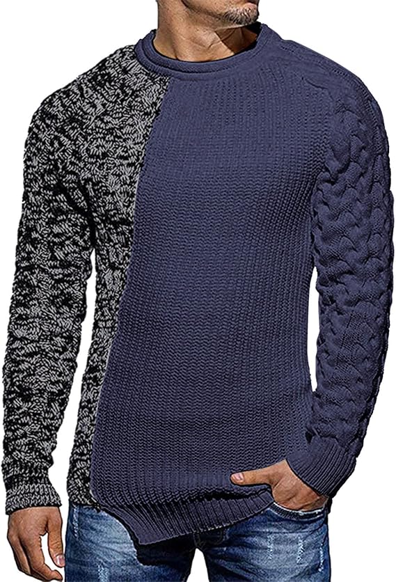 Cool Men's Sweater - Damian-Blue Gray-M-Nora Luxe