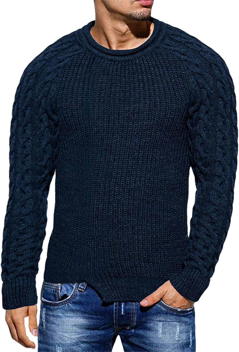 Cool Men's Sweater - Damian-Dark Blue-M-Nora Luxe