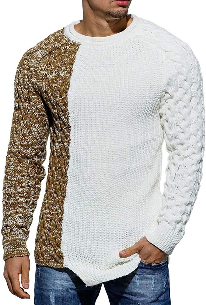Cool Men's Sweater - Damian-White Brown-M-Nora Luxe