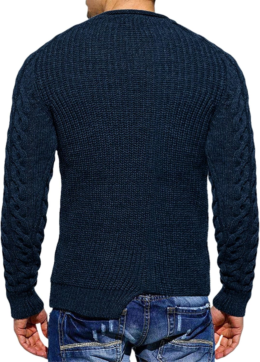 Cool Men's Sweater - Damian-White Gray-M-Nora Luxe