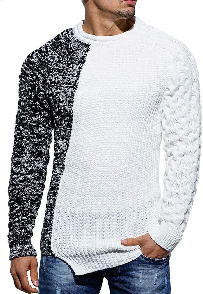 Cool Men's Sweater - Damian-White Gray-M-Nora Luxe