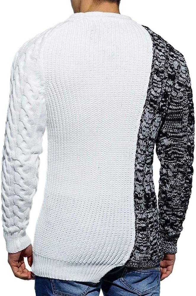 Cool Men's Sweater - Damian-White Gray-M-Nora Luxe