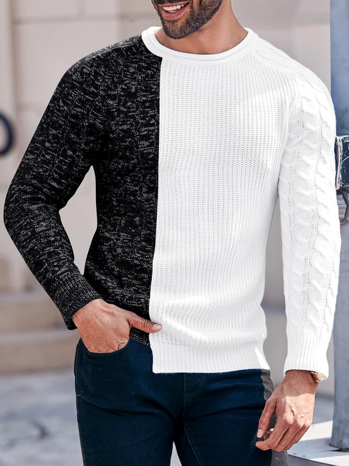 Cool Men's Sweater - Damian-White Gray-M-Nora Luxe