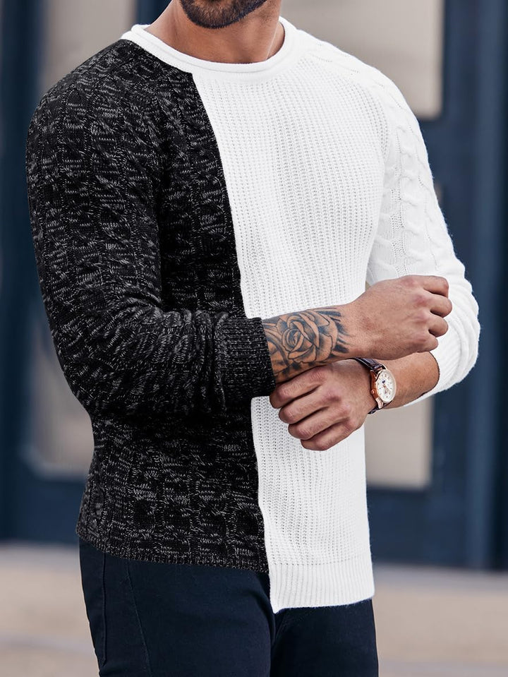 Cool Men's Sweater - Damian-White Gray-M-Nora Luxe