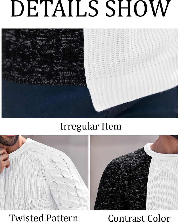 Cool Men's Sweater - Damian-White Gray-M-Nora Luxe