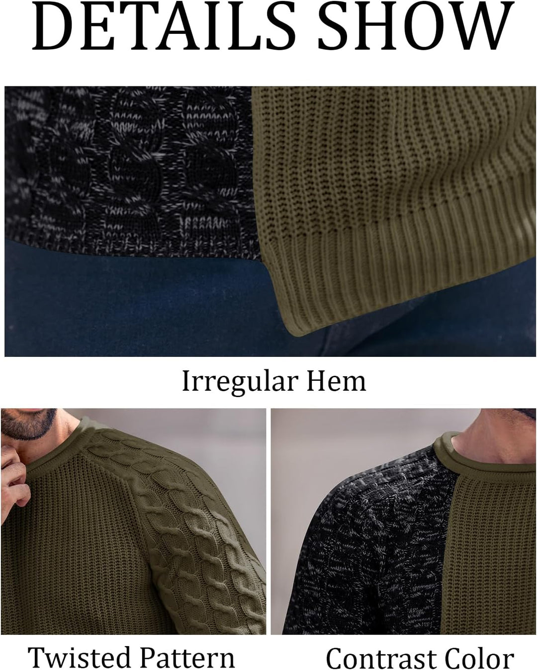 Cool Men's Sweater - Damian-White Gray-M-Nora Luxe