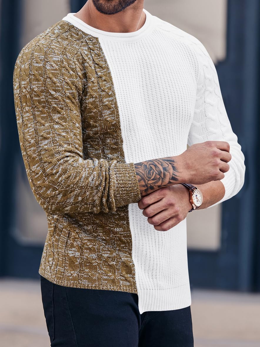 Cool Men's Sweater - Damian-White Gray-M-Nora Luxe
