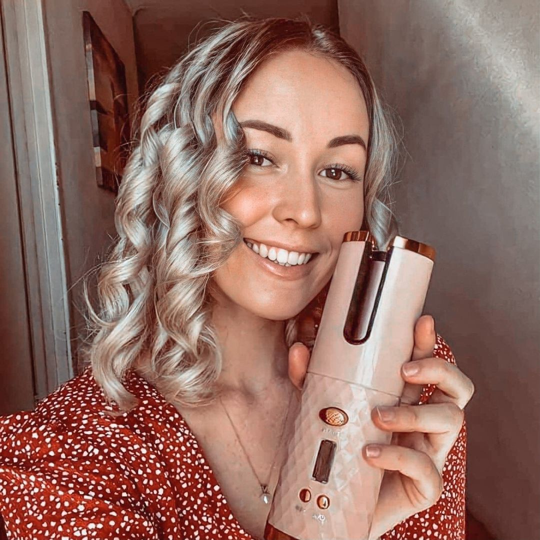 Cordless Curling Iron - CurlMate-Pink-Nora Luxe