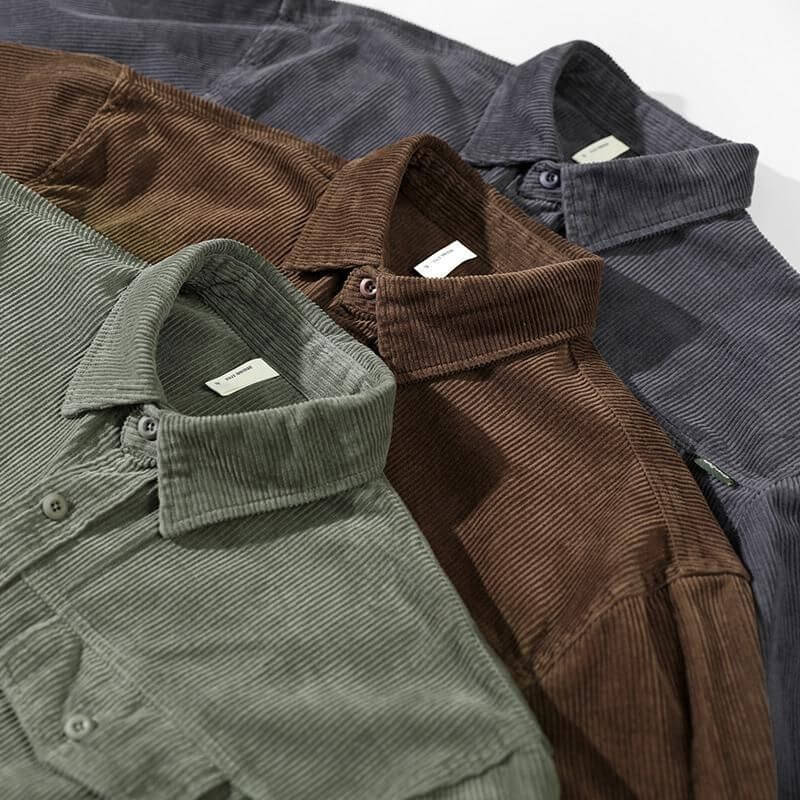 Corduroy Men's Shirt - David-Brown-S-Nora Luxe