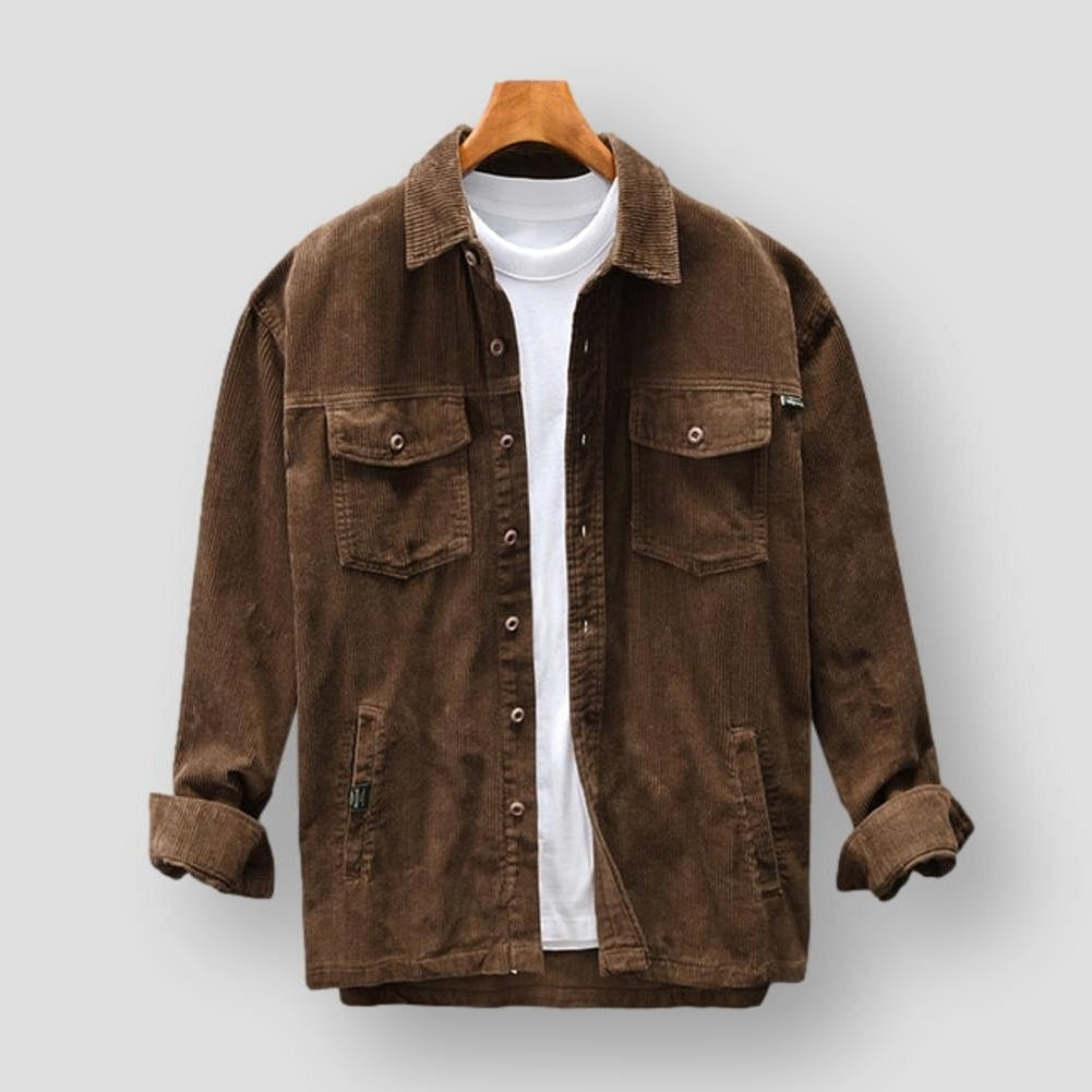 Corduroy Men's Shirt - David-Brown-S-Nora Luxe