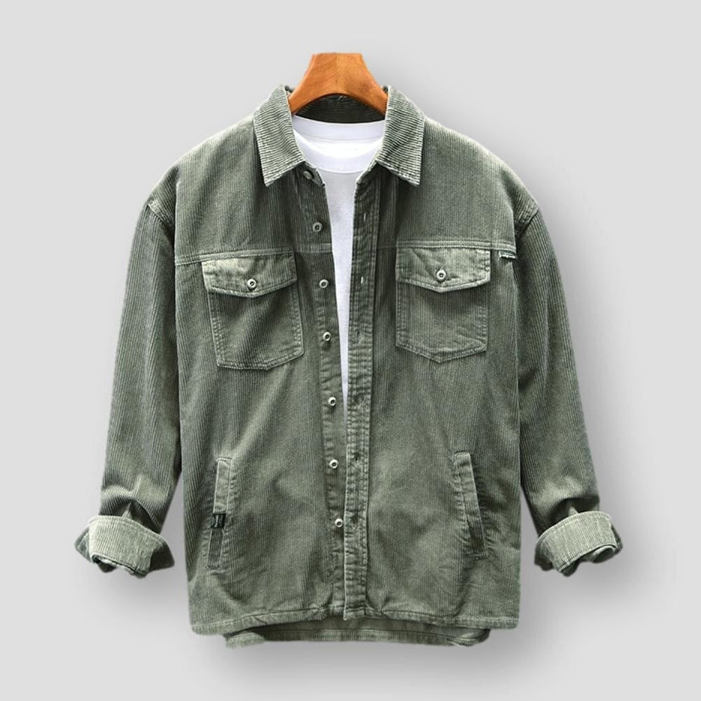 Corduroy Men's Shirt - David-Green-S-Nora Luxe