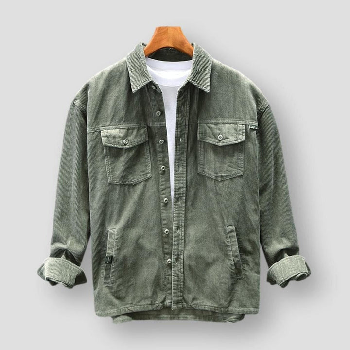 Corduroy Men's Shirt - David-Green-S-Nora Luxe
