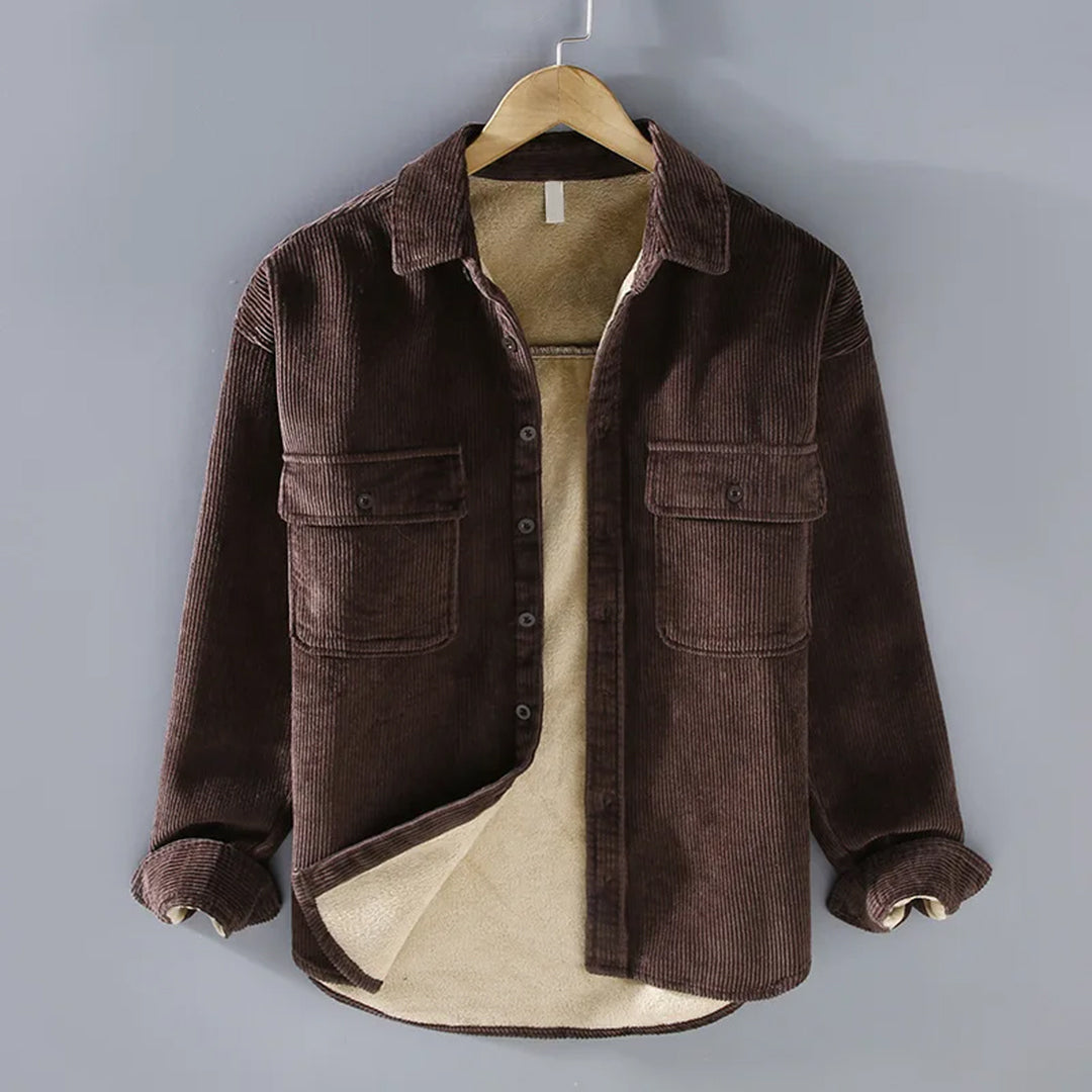Corduroy Winter Shirt for Men - Dorian-Brown-M-Nora Luxe