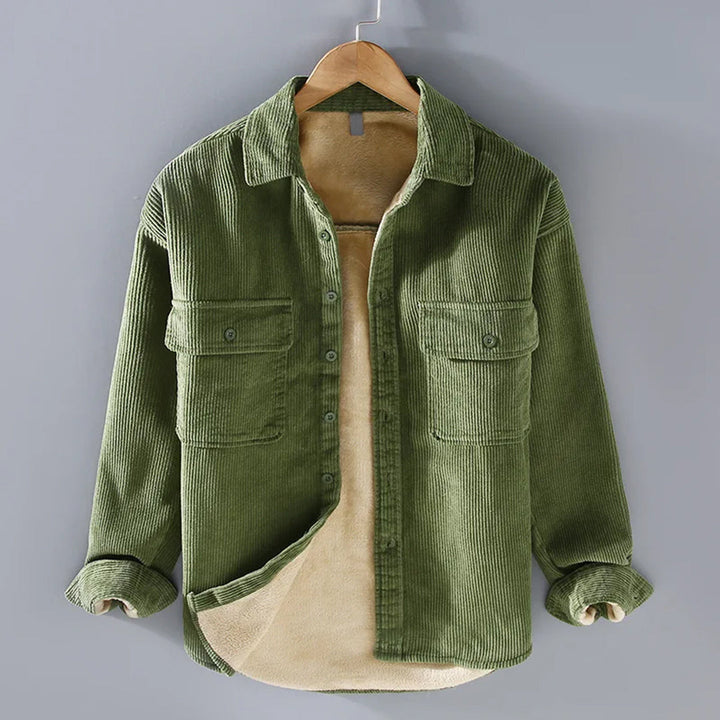 Corduroy Winter Shirt for Men - Dorian-Green-M-Nora Luxe