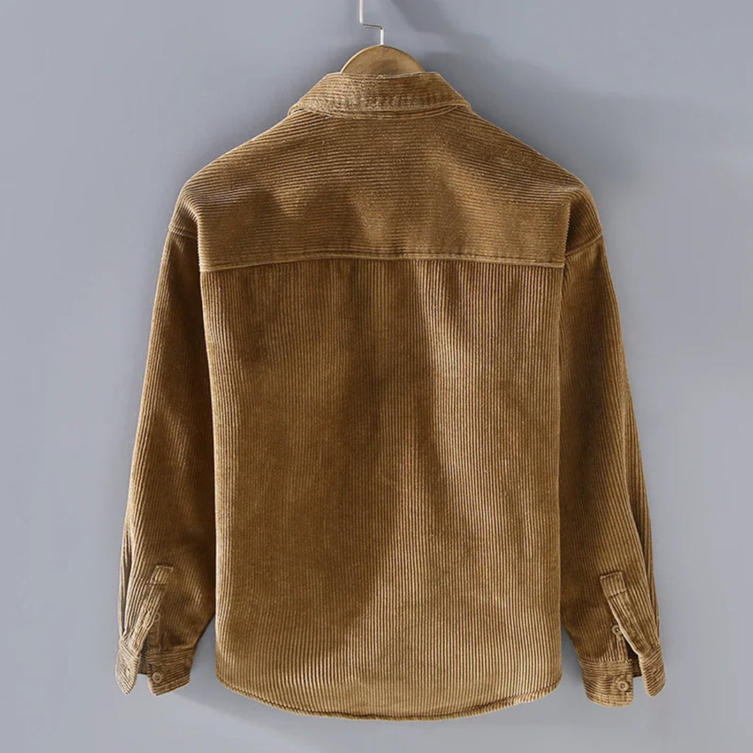 Corduroy Winter Shirt for Men - Dorian-Khaki-M-Nora Luxe