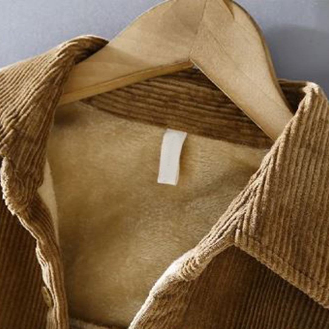 Corduroy Winter Shirt for Men - Dorian-Khaki-M-Nora Luxe