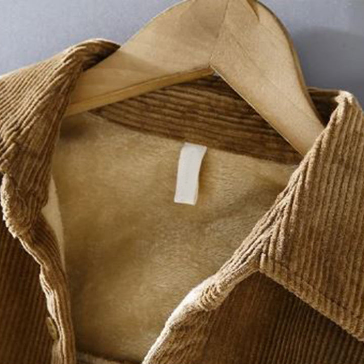 Corduroy Winter Shirt for Men - Dorian-Khaki-M-Nora Luxe