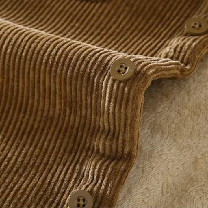 Corduroy Winter Shirt for Men - Dorian-Khaki-M-Nora Luxe