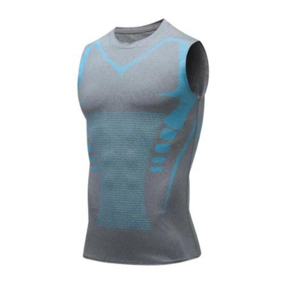 Corrective Dress Shirt – CoreForm Bodyshape-Grey Blue-S (110.2 – 154.3 lbs)-Nora Luxe