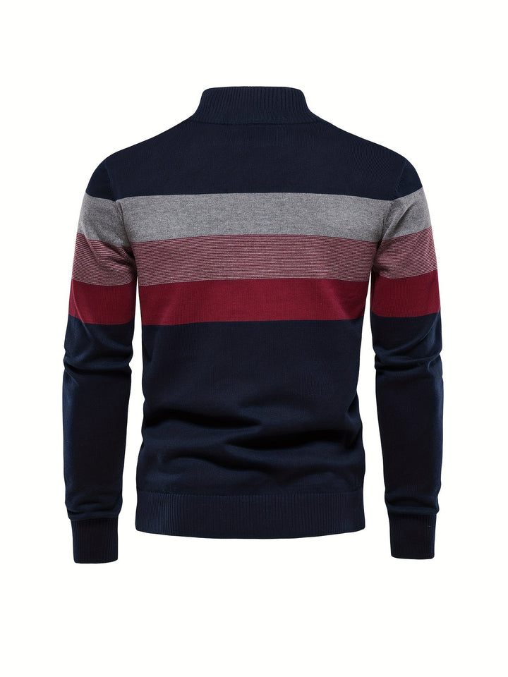 Cotton Knit Men's Sweater - Wyatt-Dark blue-S-Nora Luxe