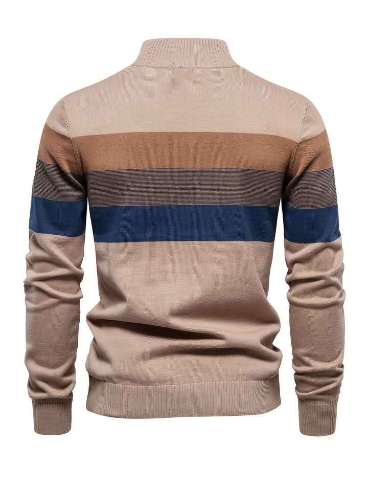 Cotton Knit Men's Sweater - Wyatt-Dark blue-S-Nora Luxe