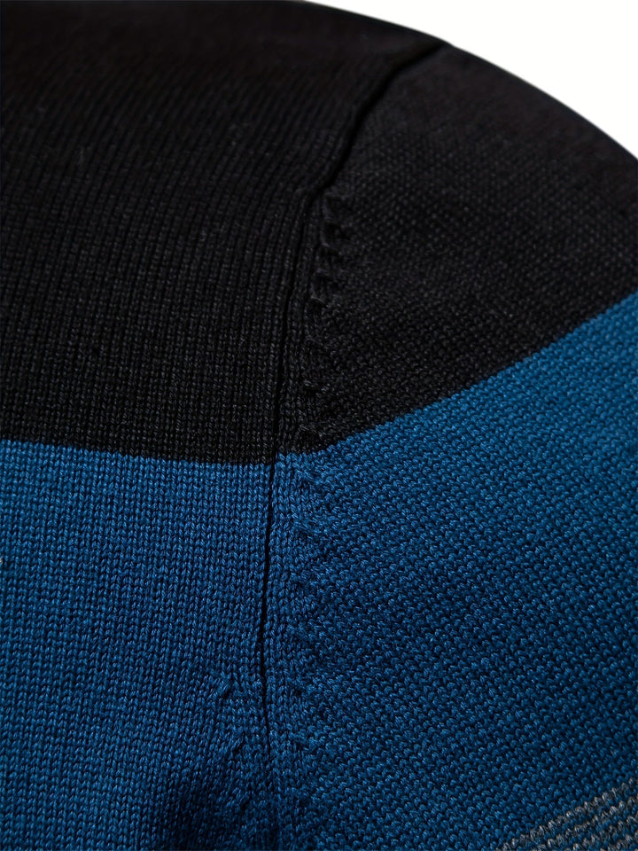 Cotton Knit Men's Sweater - Wyatt-Dark blue-S-Nora Luxe
