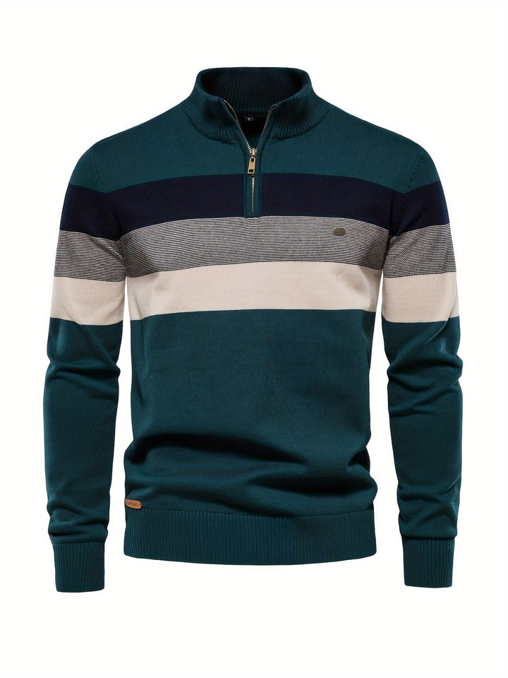 Cotton Knit Men's Sweater - Wyatt-Dark green-S-Nora Luxe