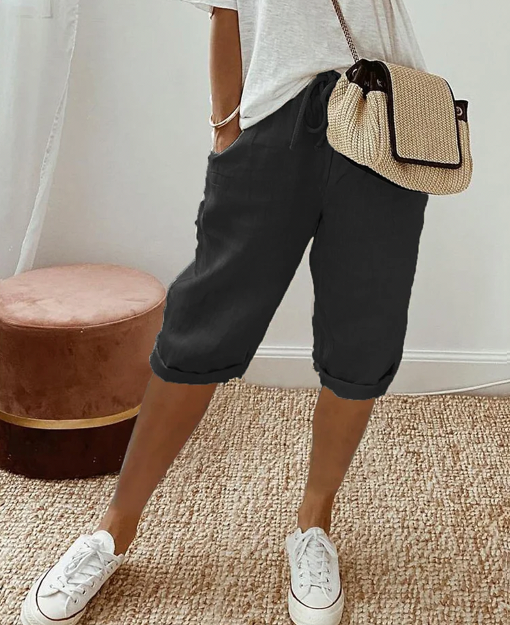 Cotton Ladies' Shorts - BreezeFlow-Black-S-Nora Luxe