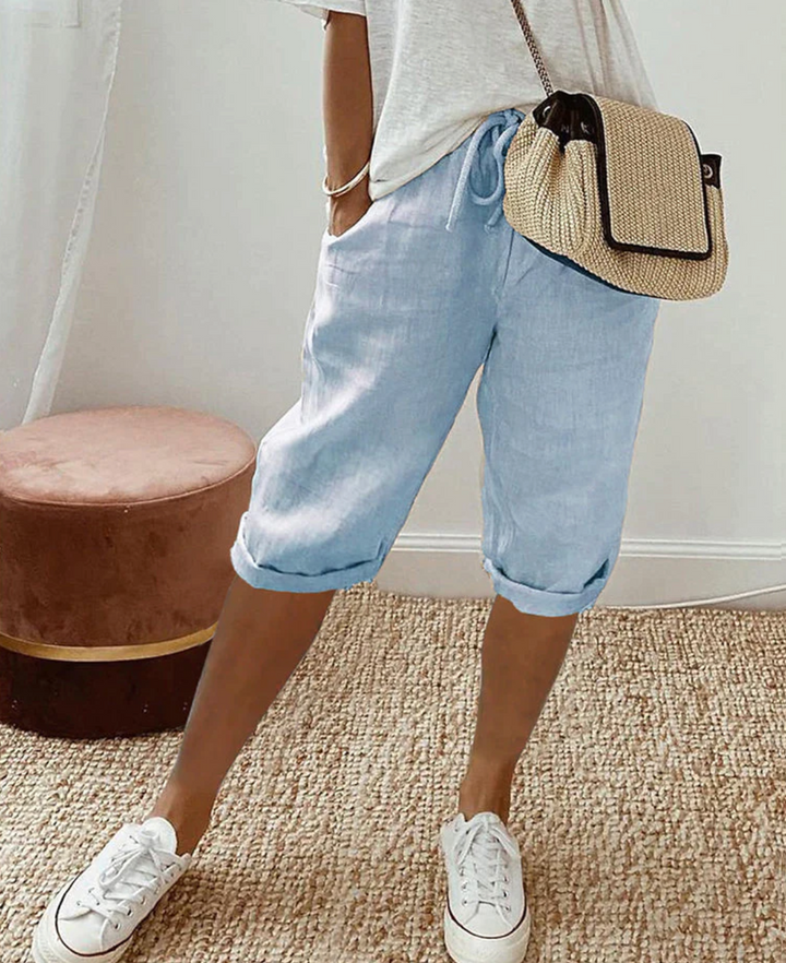 Cotton Ladies' Shorts - BreezeFlow-Blue-S-Nora Luxe