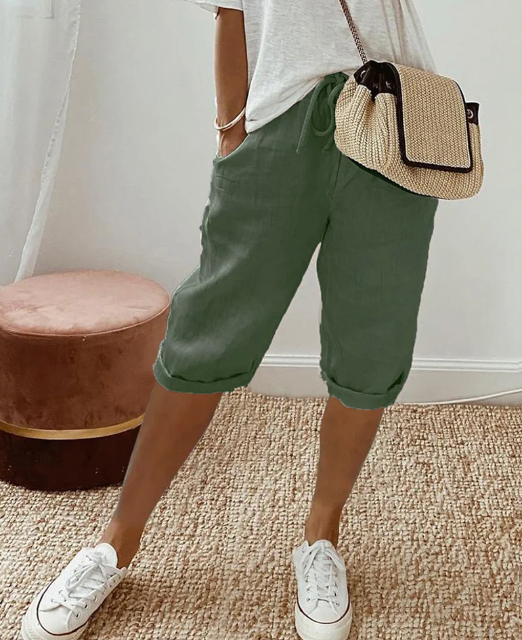 Cotton Ladies' Shorts - BreezeFlow-Green-S-Nora Luxe