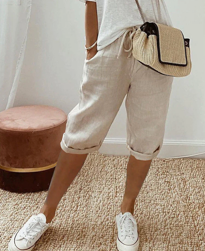 Cotton Ladies' Shorts - BreezeFlow-Khaki-S-Nora Luxe