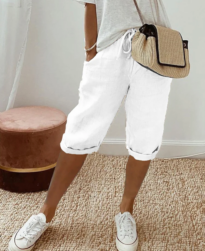 Cotton Ladies' Shorts - BreezeFlow-White-S-Nora Luxe
